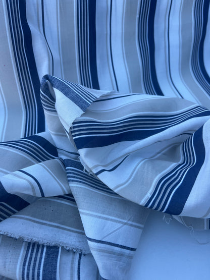 STRIPE SOCIETY 004 cotton voile navy/sand stripes
