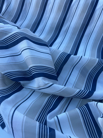 STRIPE SOCIETY 004 cotton voile navy/sand stripes
