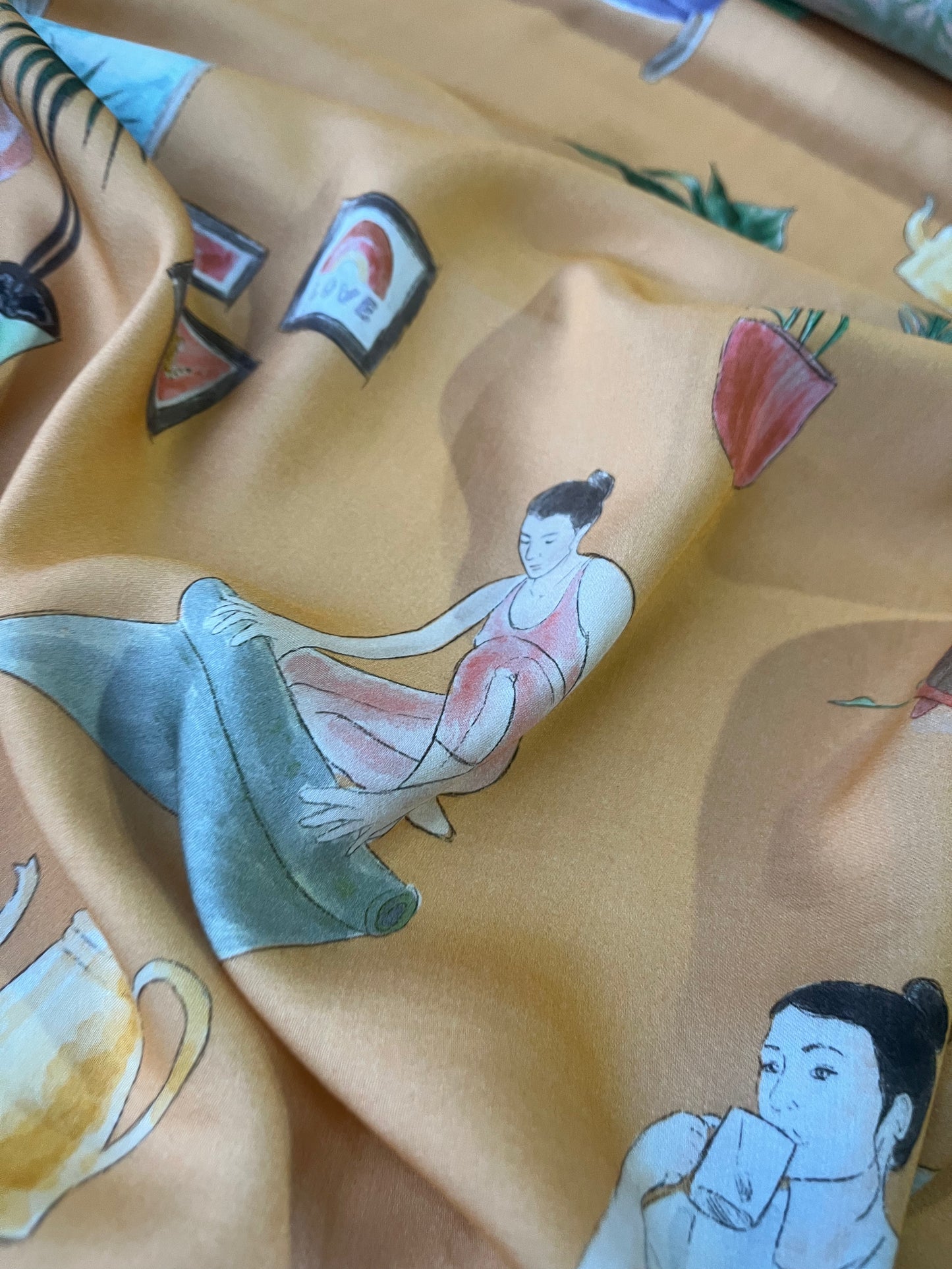 KATIA 019 viscose satin with conversational print