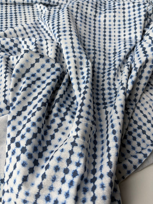 ELENA 005 shiny viscose jersey small indigo print