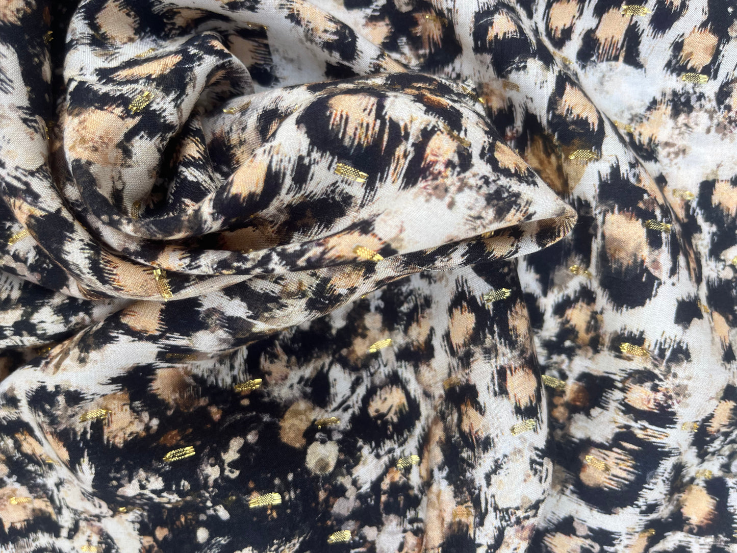 TERESA 008 viscose lurex jacquard leopard print brown