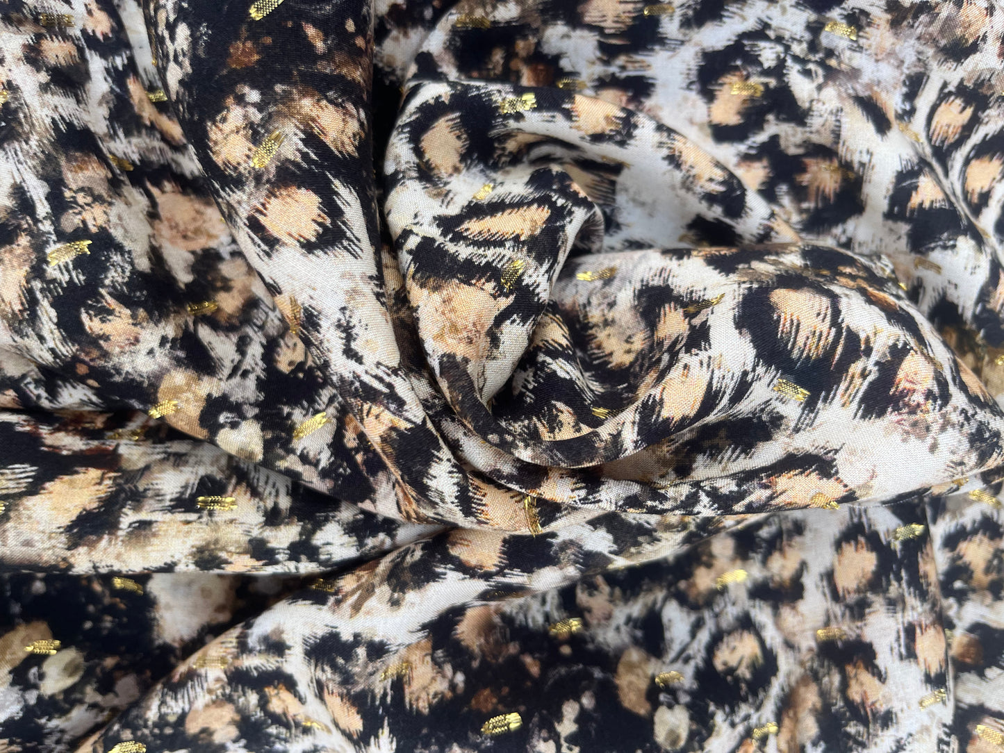 TERESA 008 viscose lurex jacquard leopard print brown