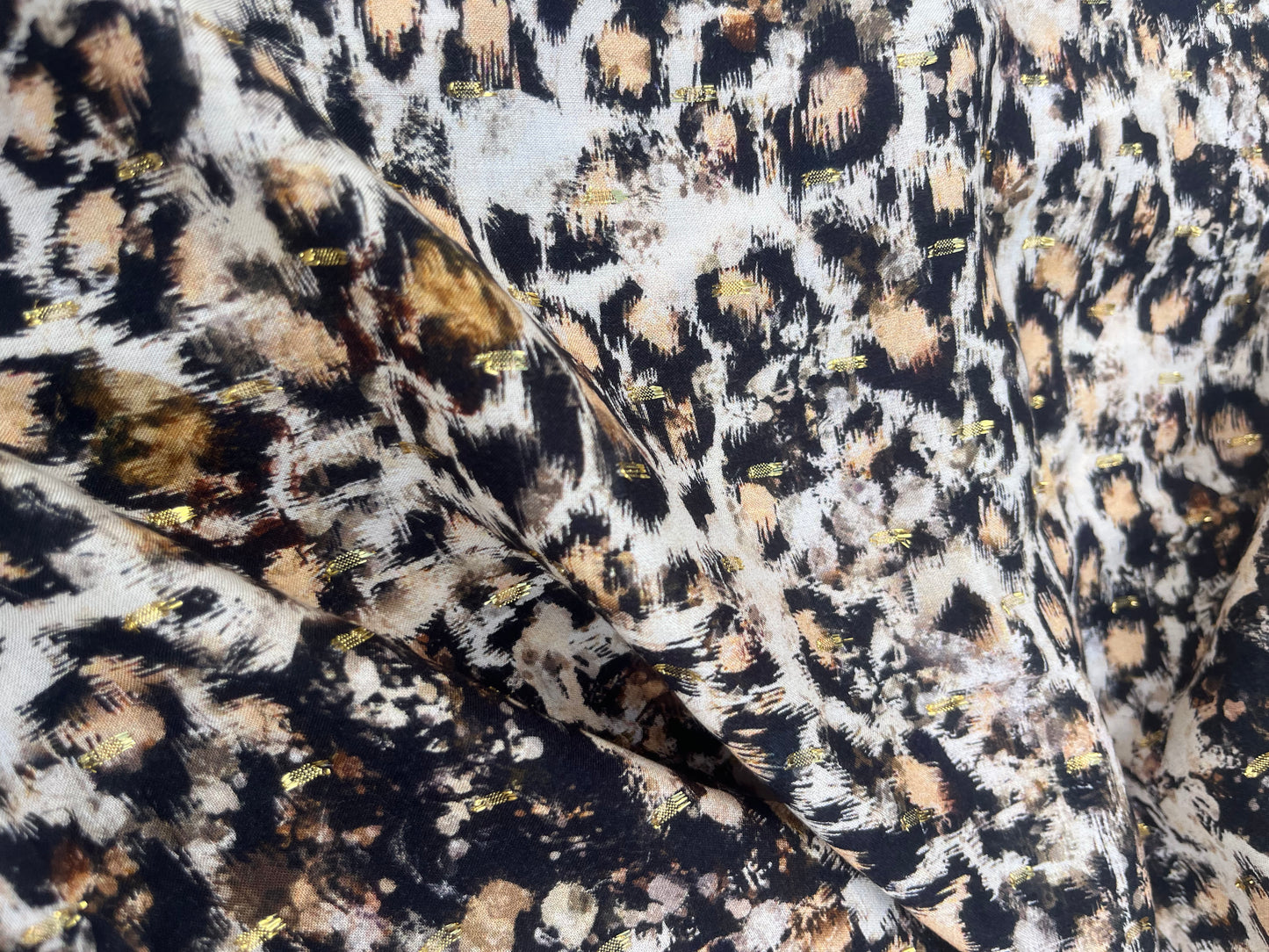 TERESA 008 viscose lurex jacquard leopard print brown