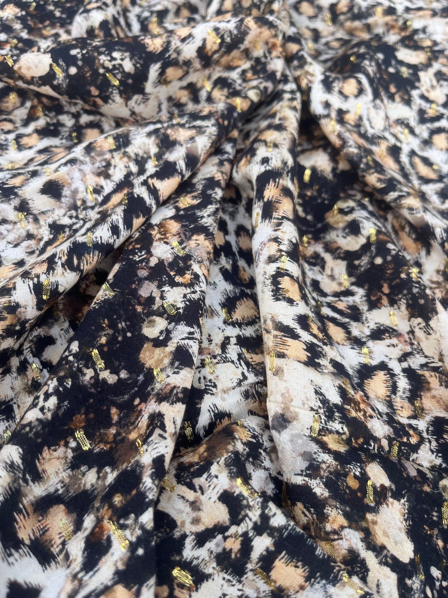 TERESA 008 viscose lurex jacquard leopard print brown