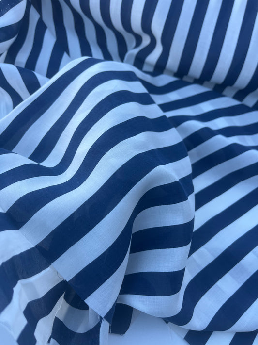 STRIPE SOCIETY 006 cotton voile navy/white 1,5 cm stripes