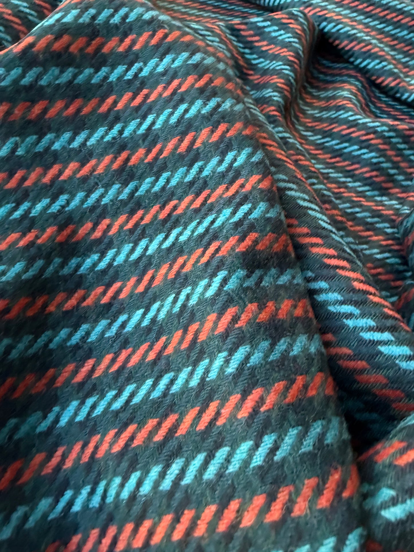 MIA 031 orange/teal striped heavy wool flannel