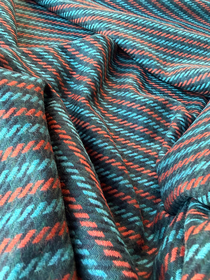 MIA 031 orange/teal striped heavy wool flannel