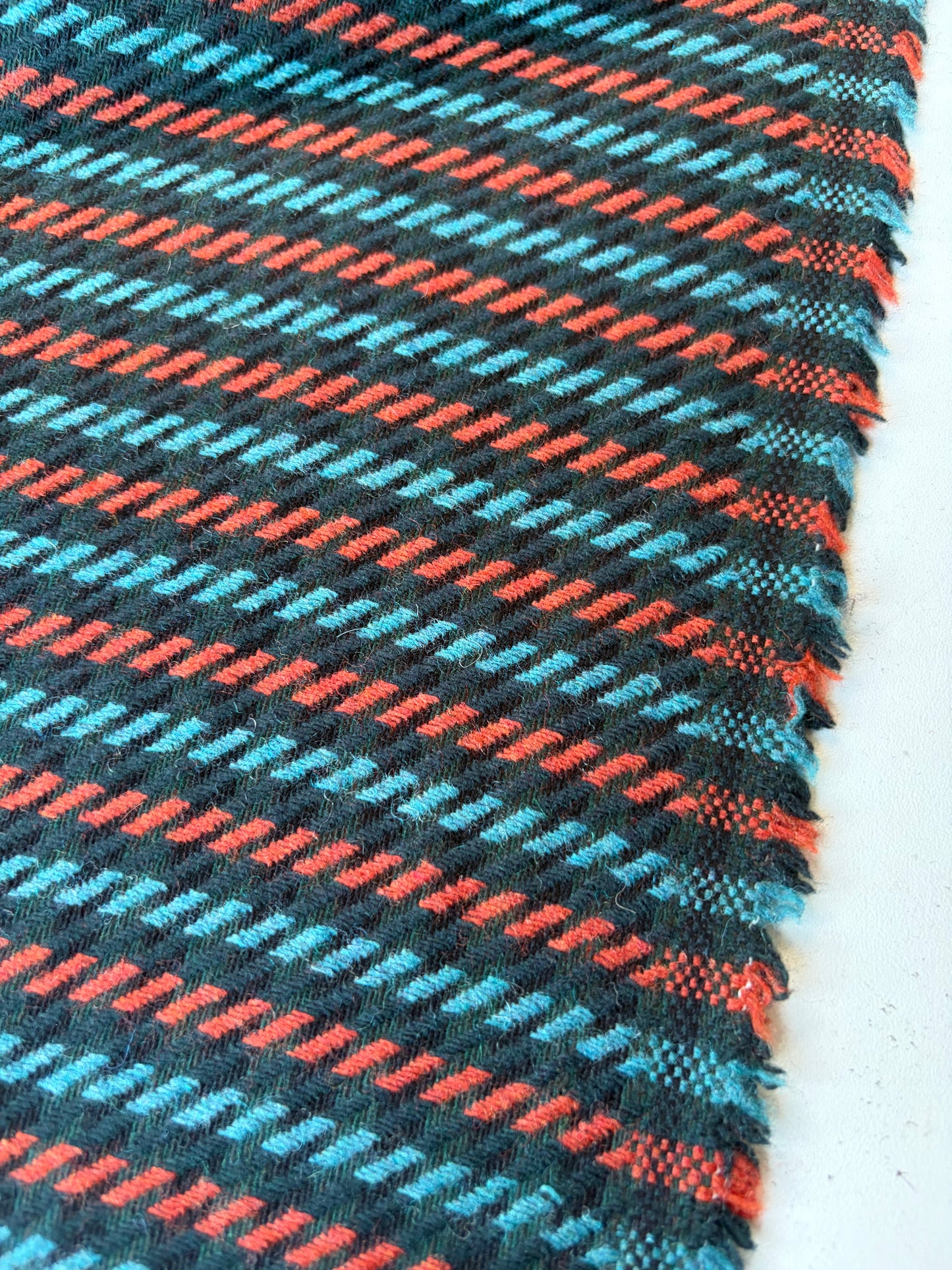 MIA 031 orange/teal striped heavy wool flannel