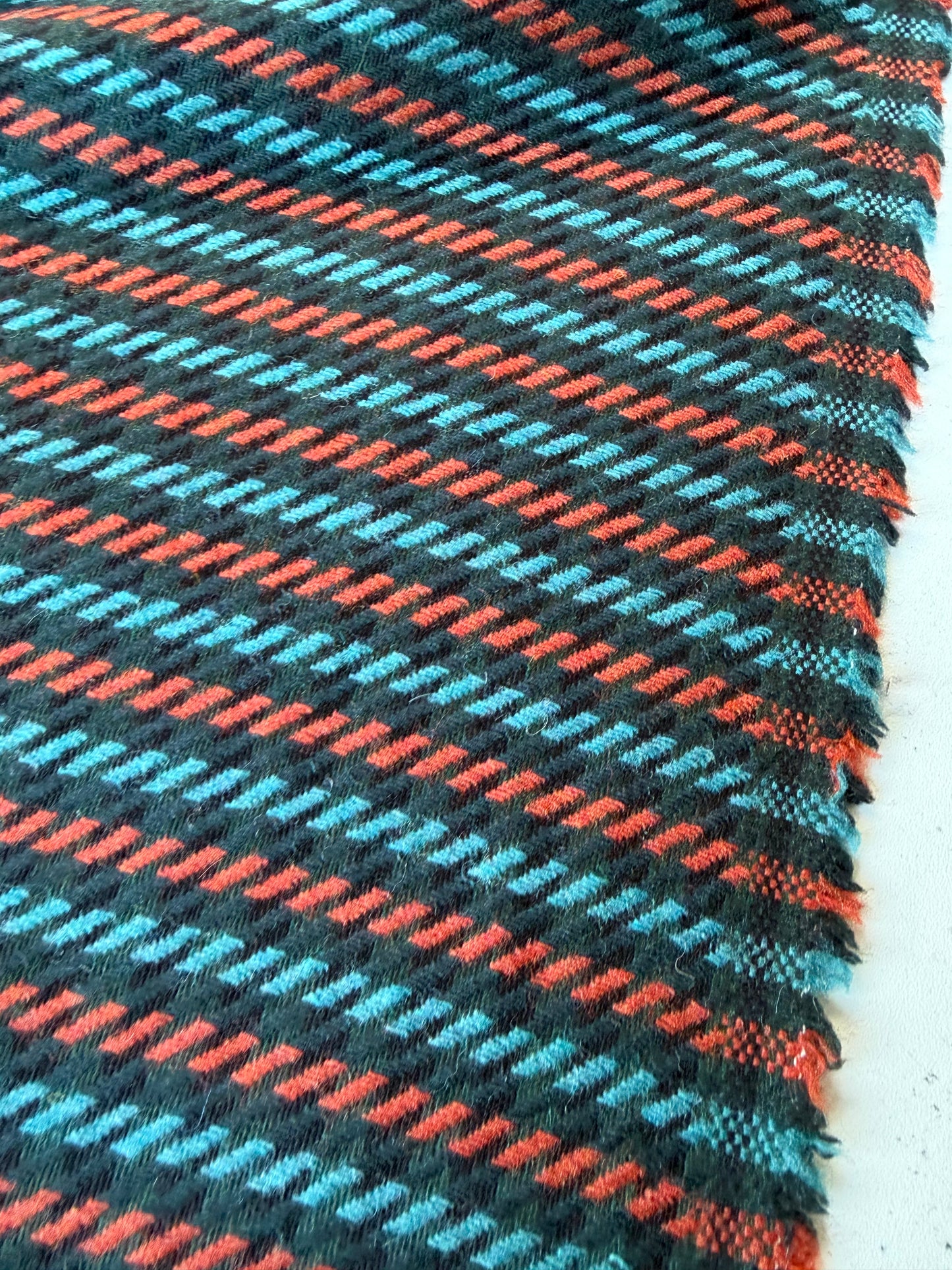 MIA 031 orange/teal striped heavy wool flannel