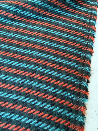 MIA 031 orange/teal striped heavy wool flannel