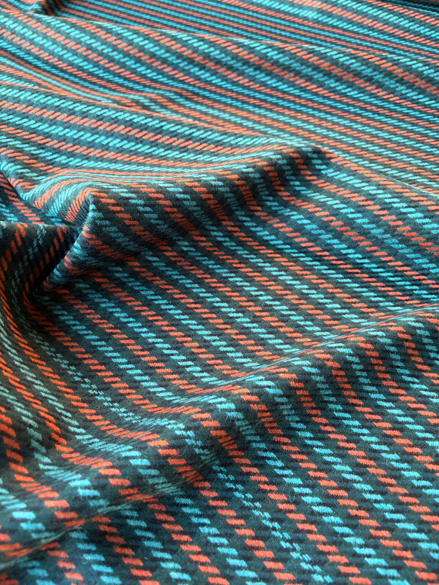 MIA 031 orange/teal striped heavy wool flannel