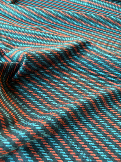 MIA 031 orange/teal striped heavy wool flannel
