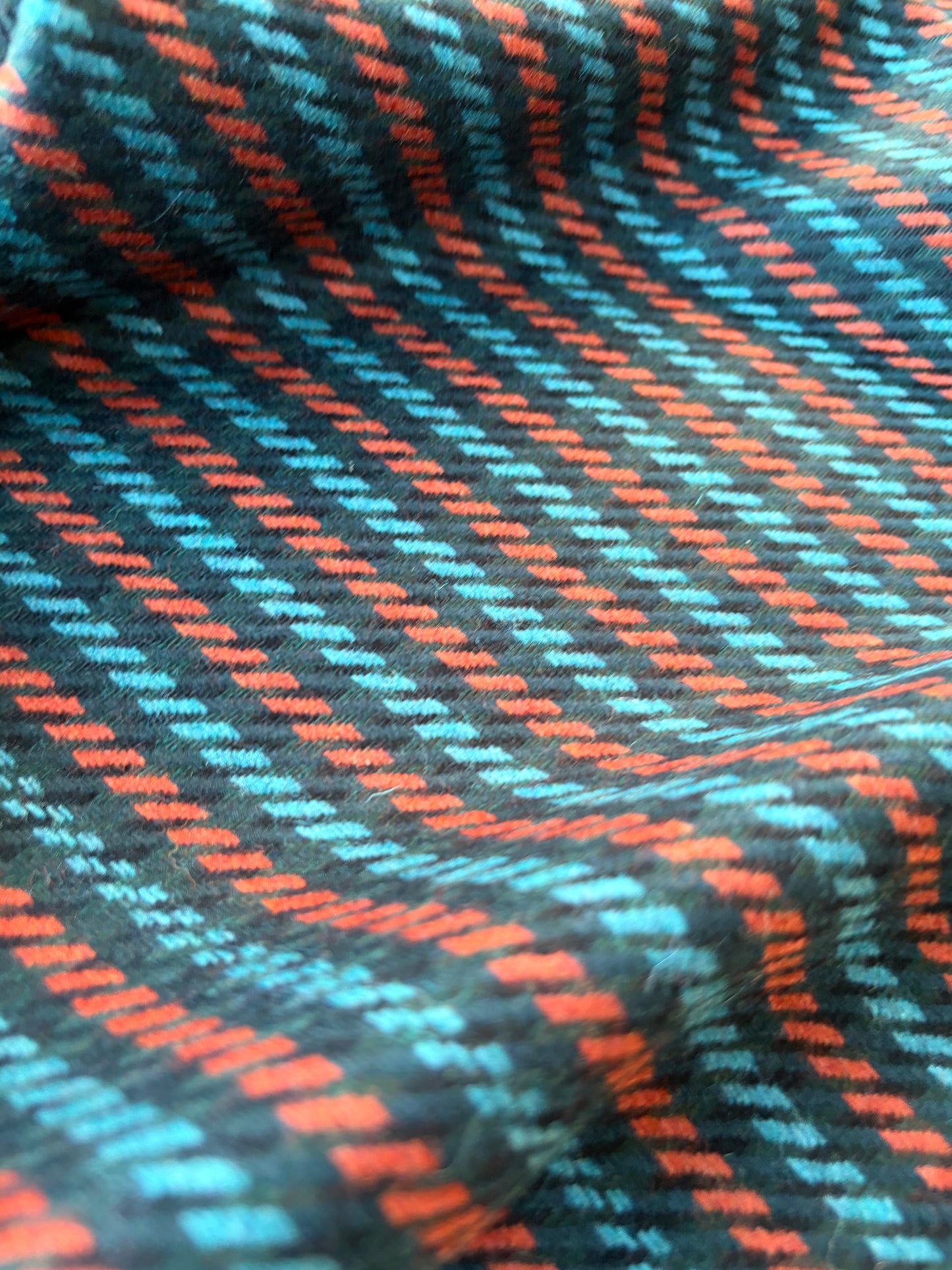 MIA 031 orange/teal striped heavy wool flannel