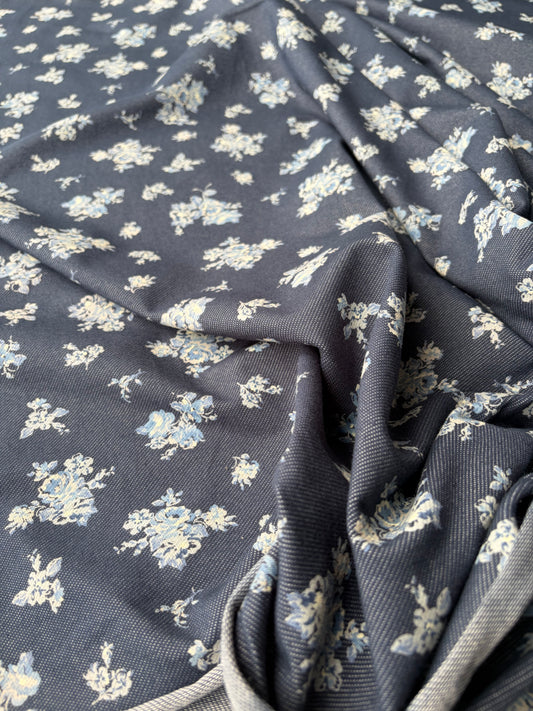 ELENA 008 heavy cotton jersey "jeans with flowers"