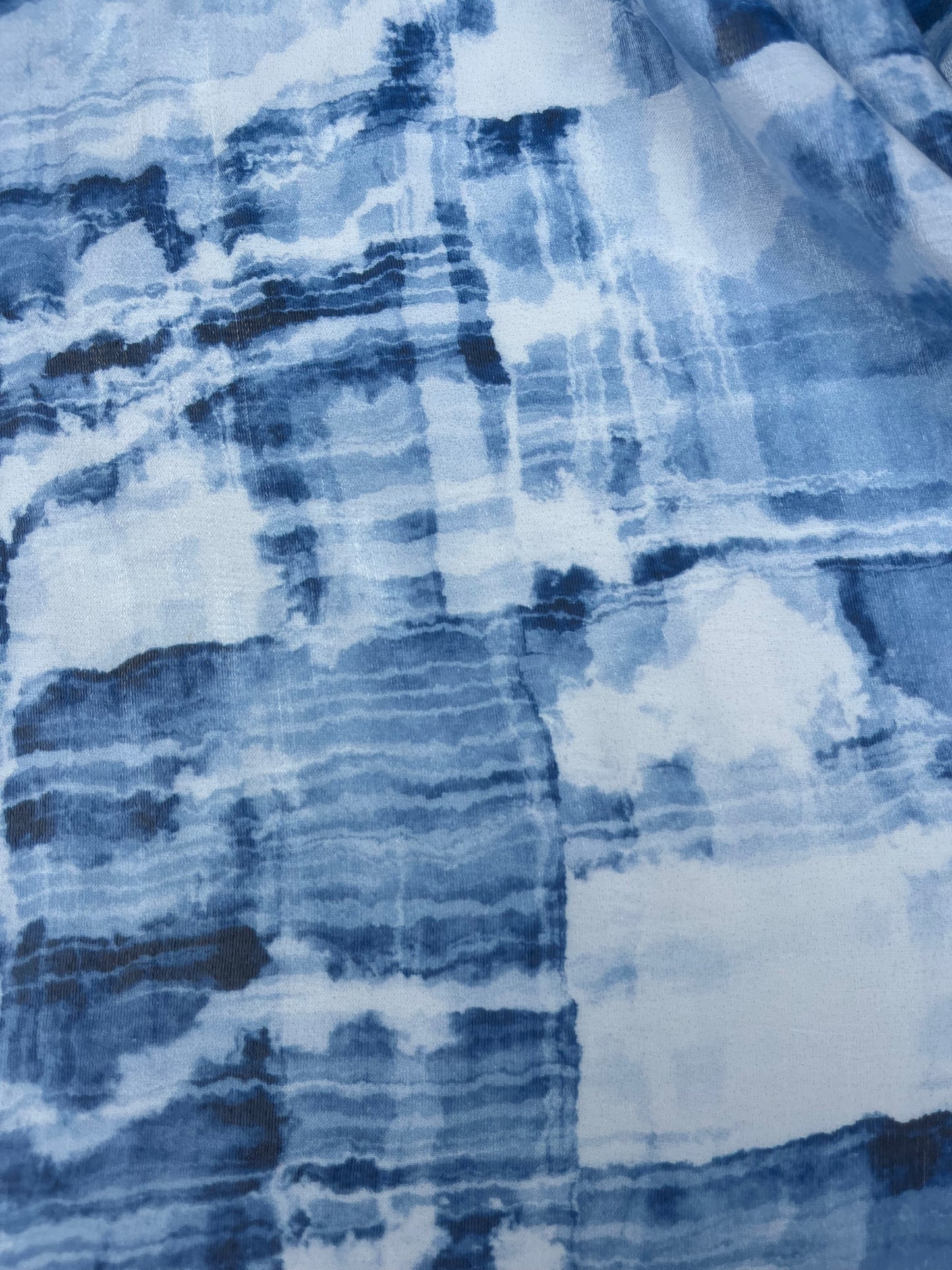 TERESA 012 shiny viscose abstract print blue