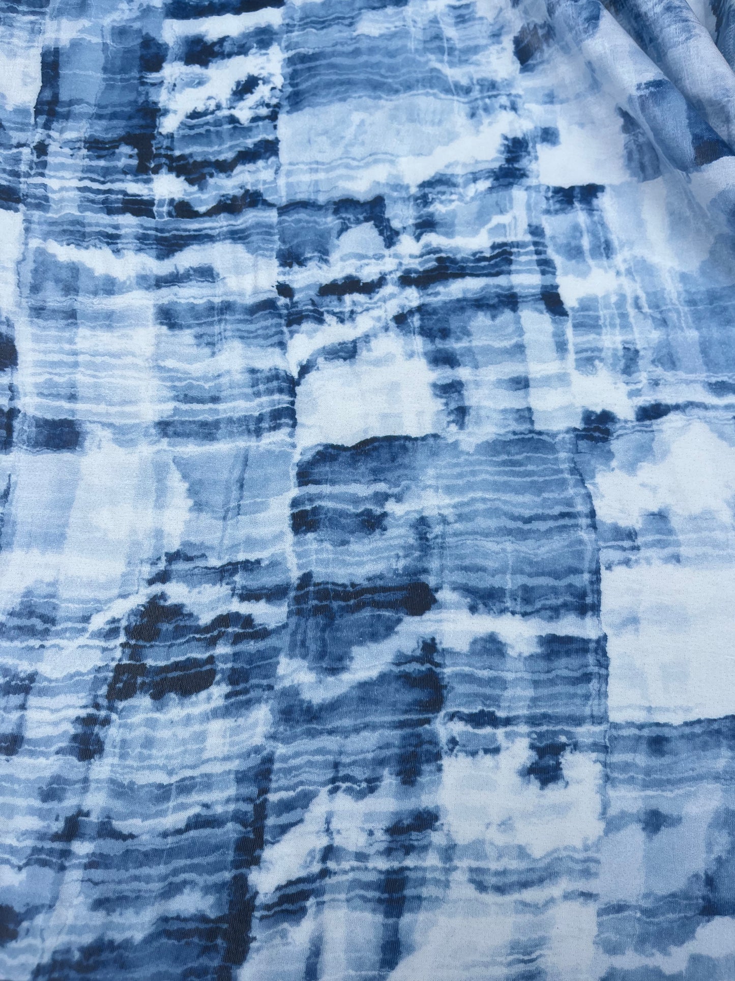 TERESA 012 shiny viscose abstract print blue