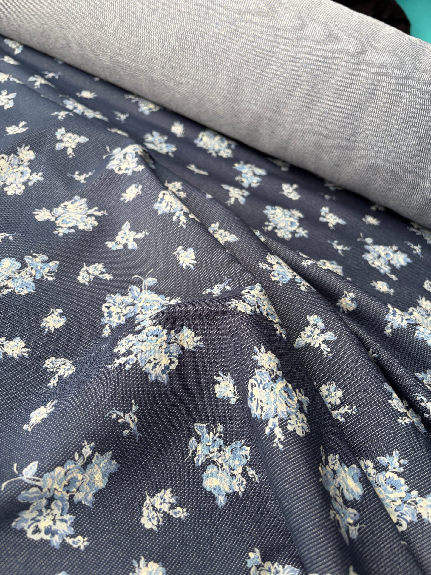 ELENA 008 heavy cotton jersey "jeans with flowers"