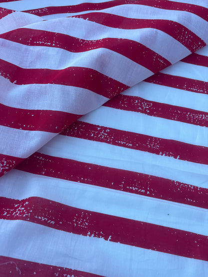 STRIPE SOCIETY 010 cotton voile grunge stripe red