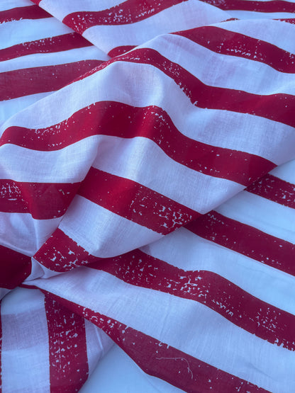 STRIPE SOCIETY 010 cotton voile grunge stripe red