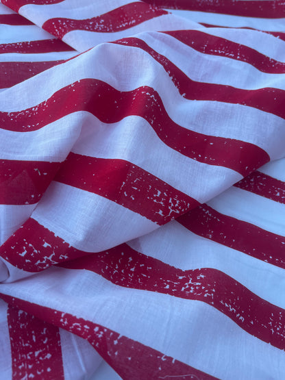 STRIPE SOCIETY 010 cotton voile grunge stripe red