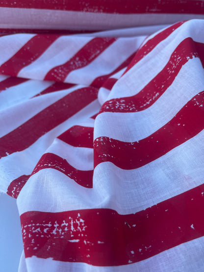 STRIPE SOCIETY 010 cotton voile grunge stripe red