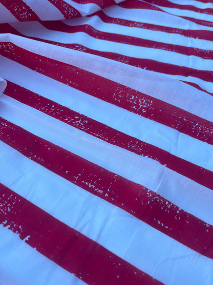 STRIPE SOCIETY 010 cotton voile grunge stripe red