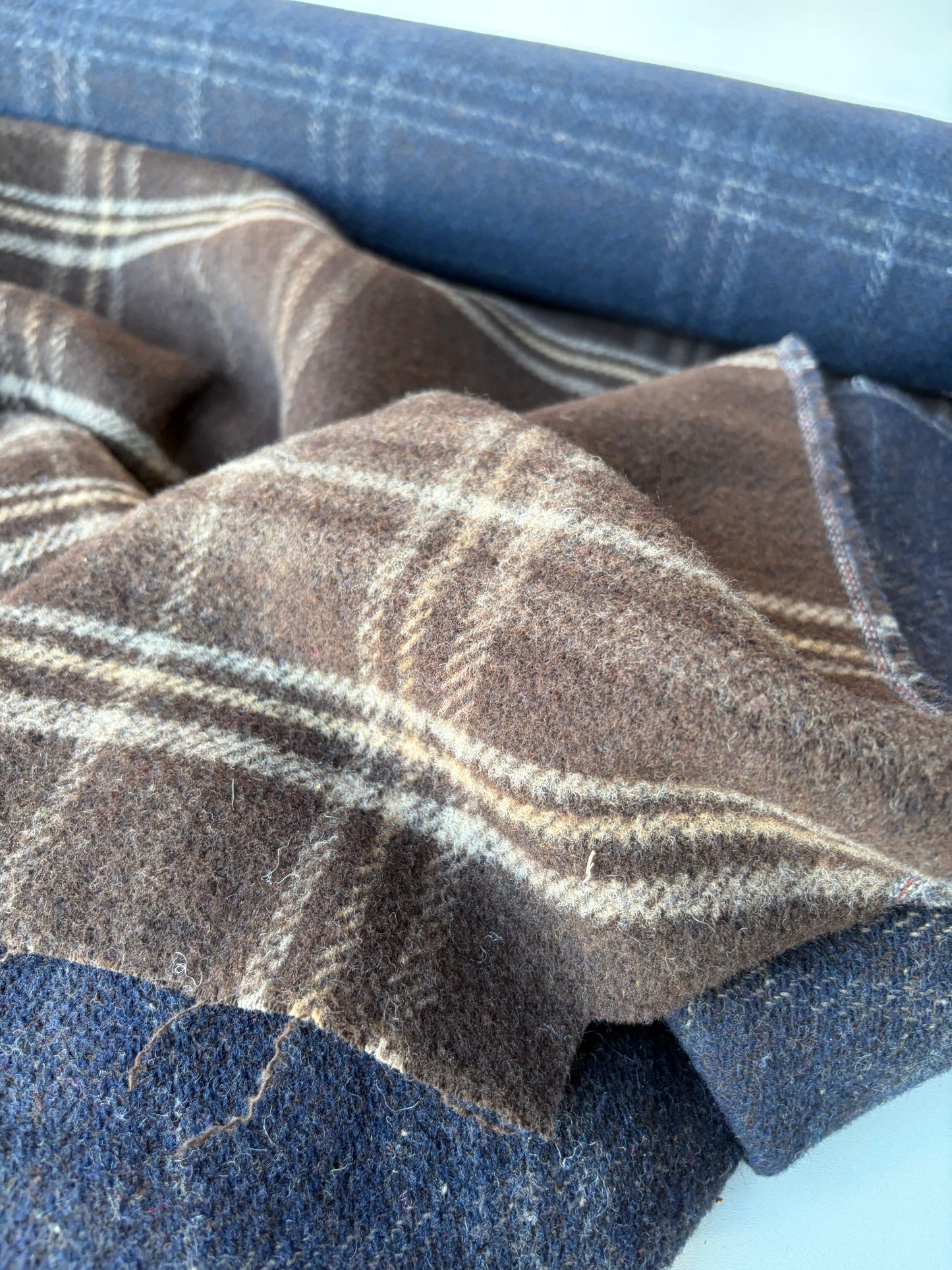 MIA 035 double face checkered carded wool tweed with alpaca
