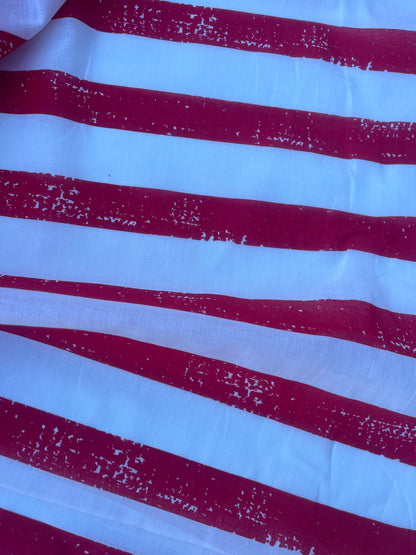 STRIPE SOCIETY 010 cotton voile grunge stripe red