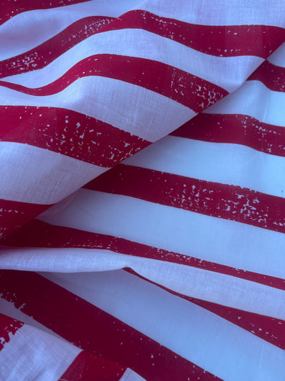 STRIPE SOCIETY 010 cotton voile grunge stripe red
