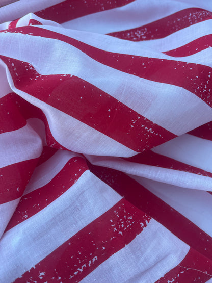STRIPE SOCIETY 010 cotton voile grunge stripe red
