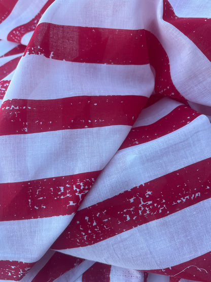 STRIPE SOCIETY 010 cotton voile grunge stripe red