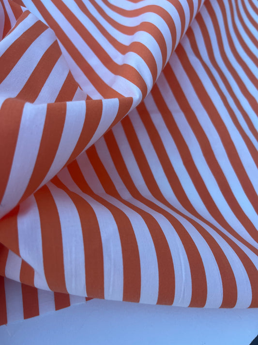 STRIPE SOCIETY 012 poplin stretch 8mm orange stripe