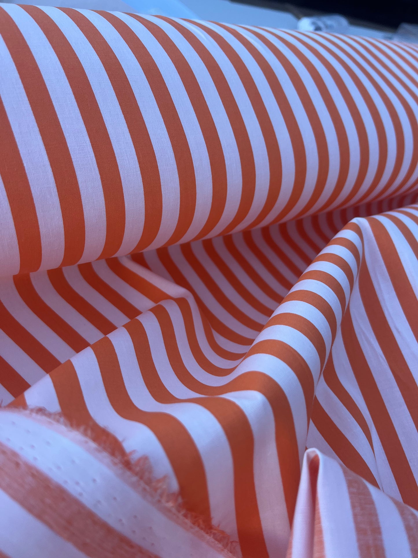 STRIPE SOCIETY 012 poplin stretch 8mm orange stripe