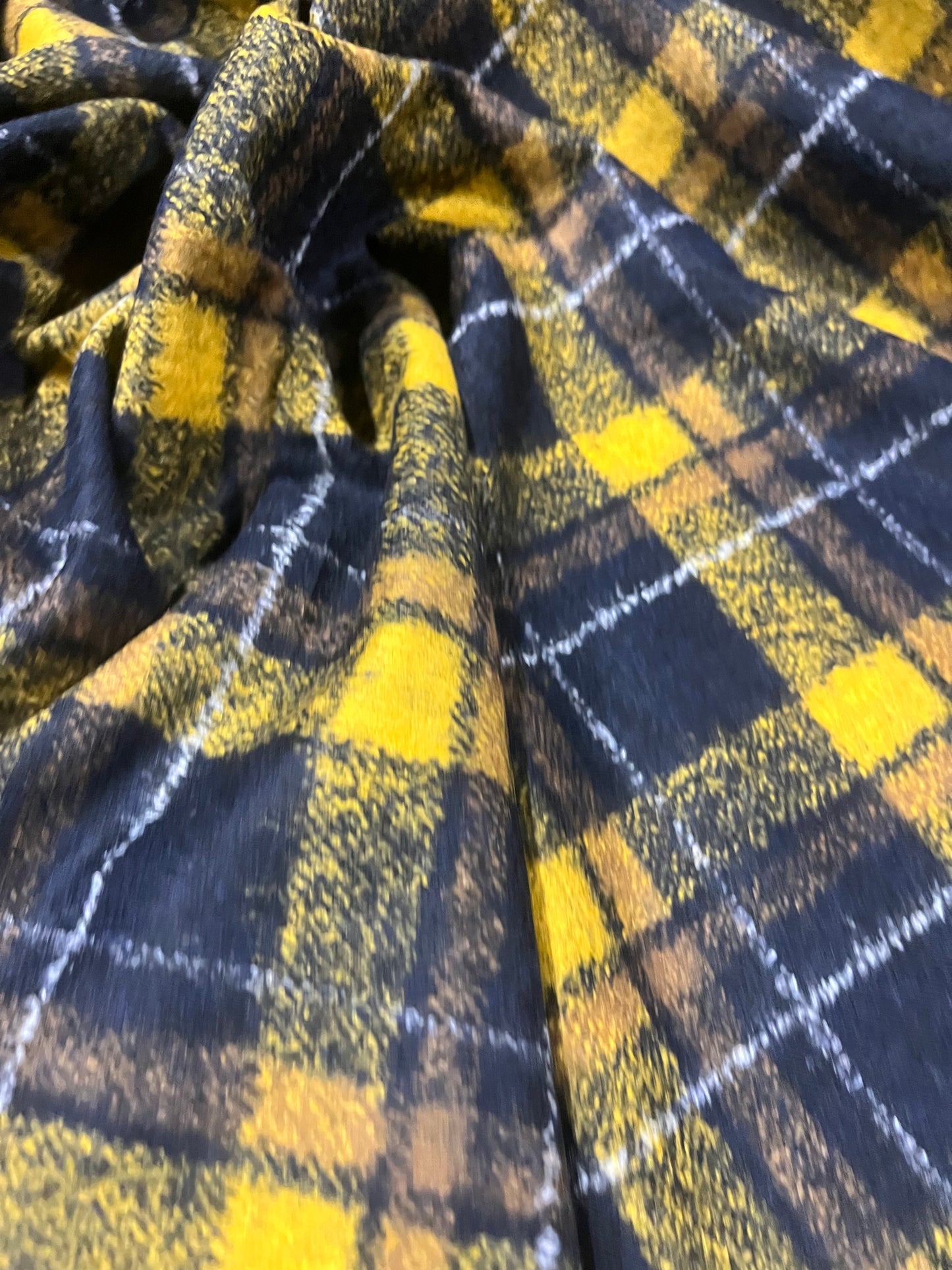 G00 Wool check navy/yellow