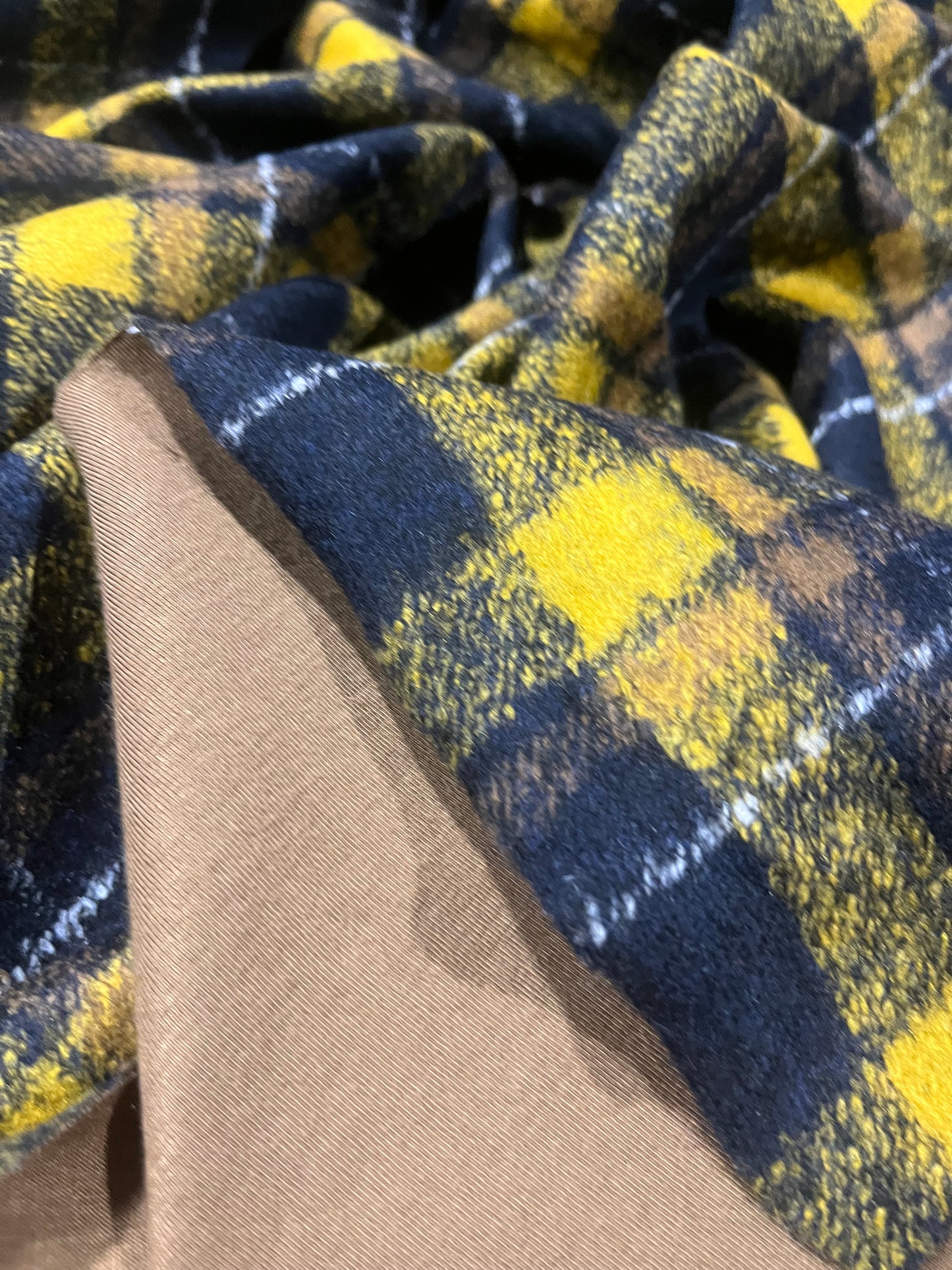 G00 Wool check navy/yellow