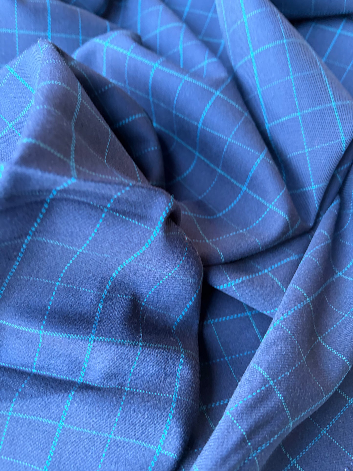 MIA 041 navy checkered woolen suiting fabric