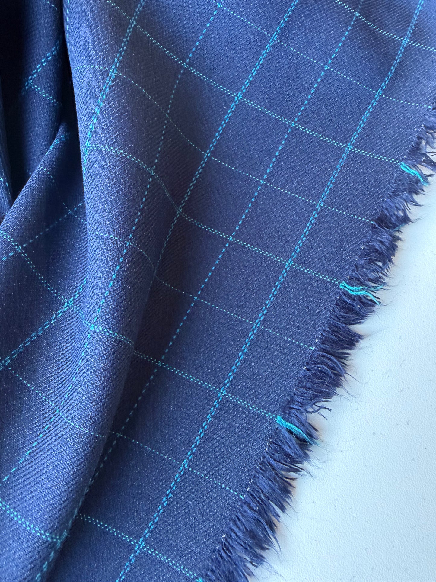 MIA 041 navy checkered woolen suiting fabric
