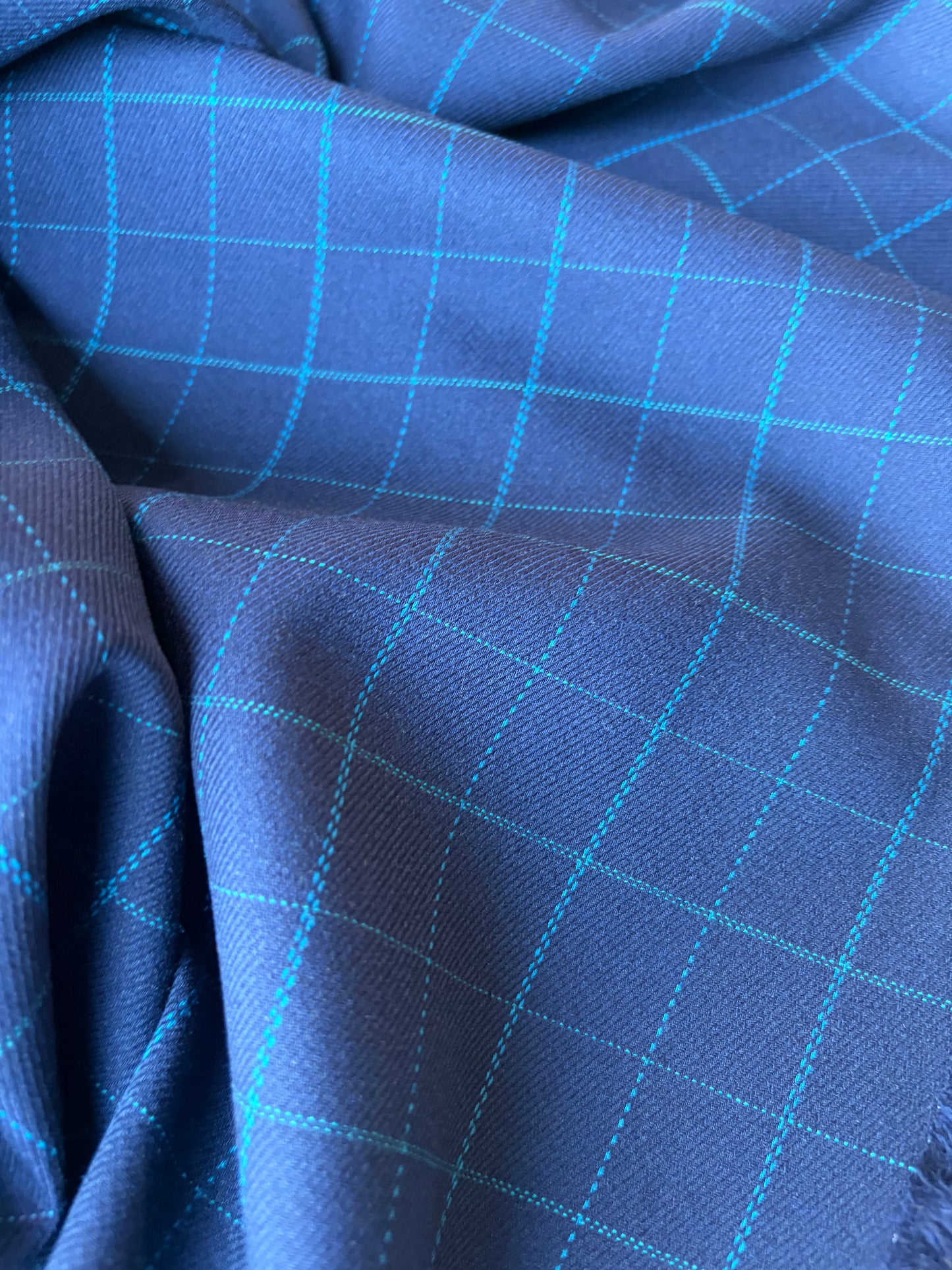 MIA 041 navy checkered woolen suiting fabric