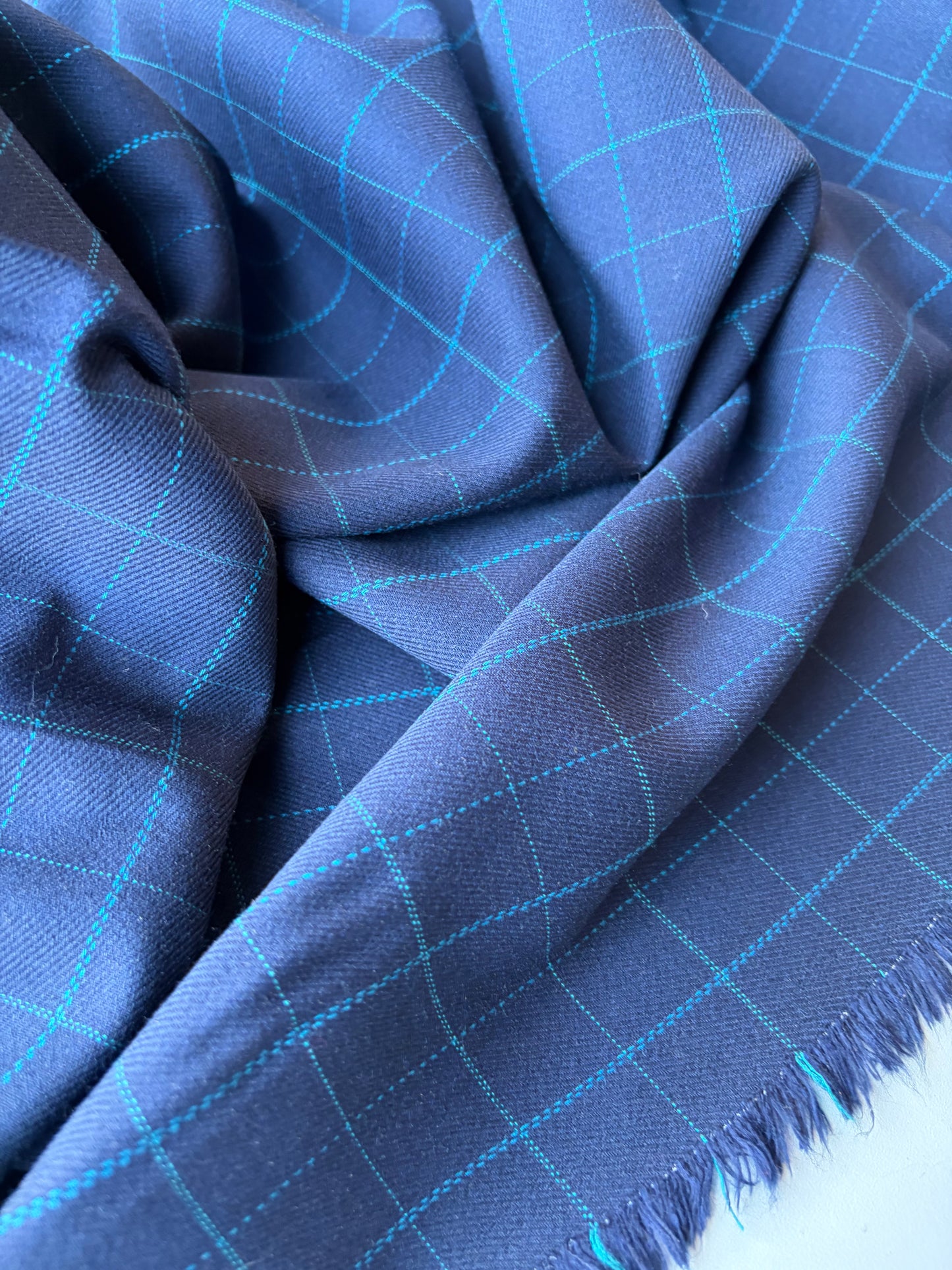 MIA 041 navy checkered woolen suiting fabric