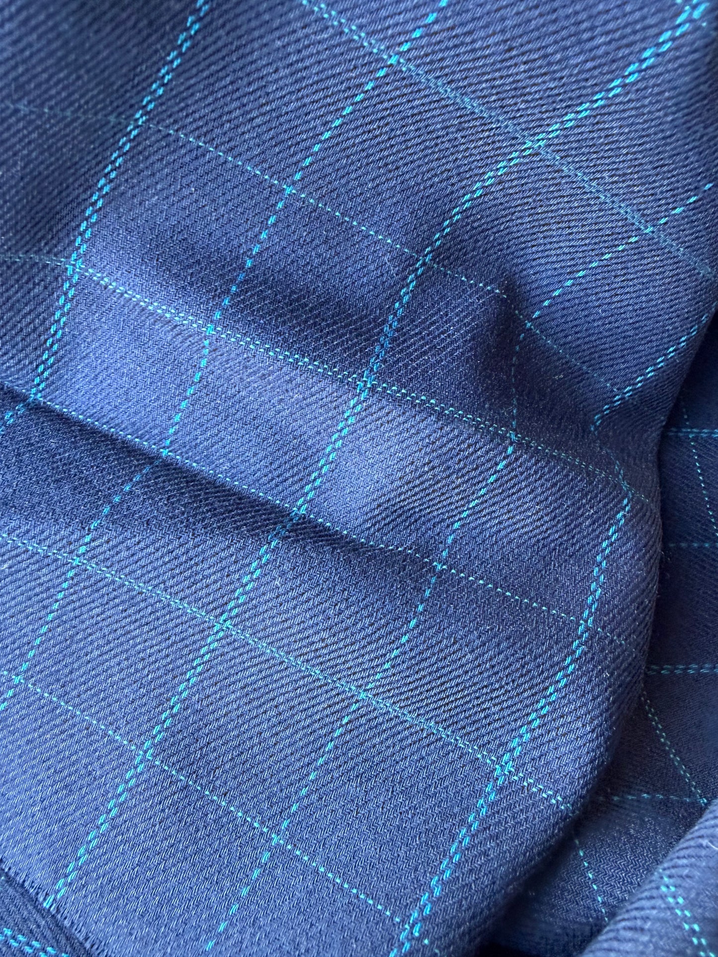 MIA 041 navy checkered woolen suiting fabric
