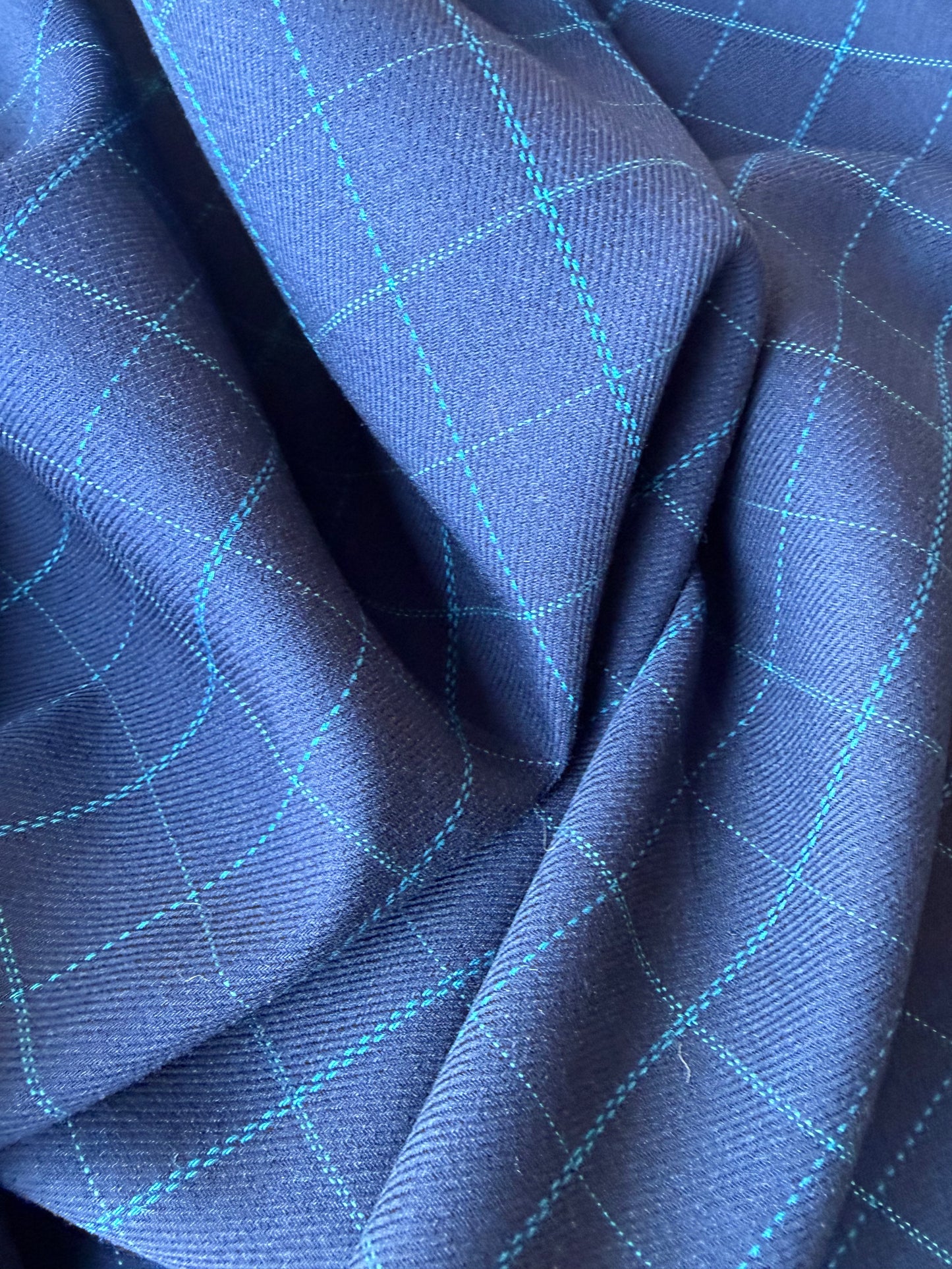 MIA 041 navy checkered woolen suiting fabric