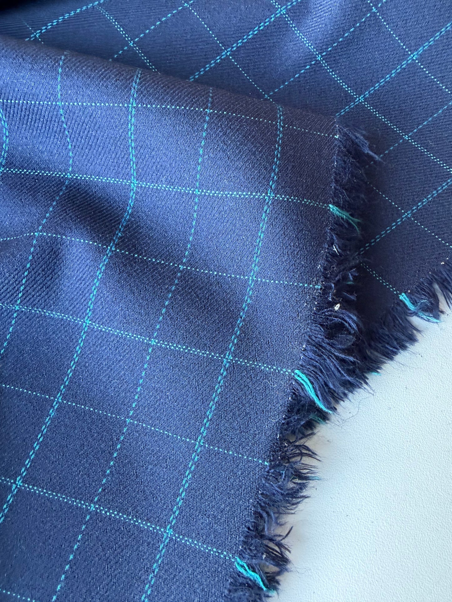 MIA 041 navy checkered woolen suiting fabric