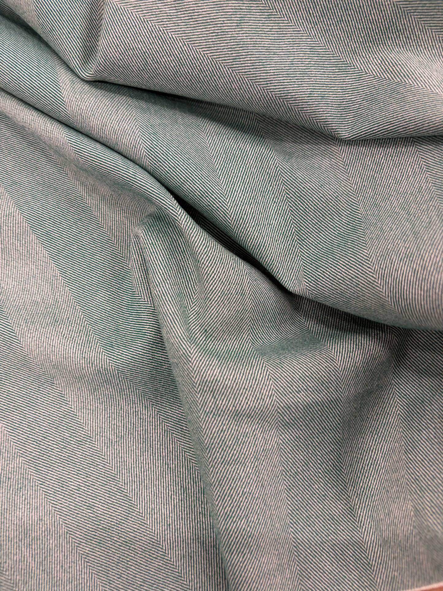 KELLY 013 green herringbone stretch fabric