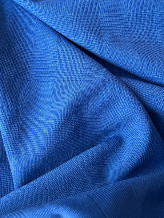 MIA 042 cobalt blue Prince of Wales suiting fabric