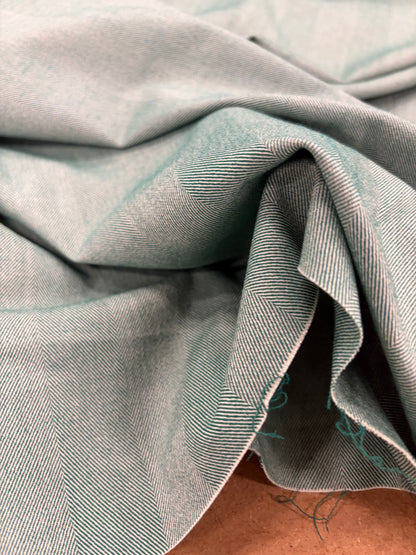 KELLY 013 green herringbone stretch fabric