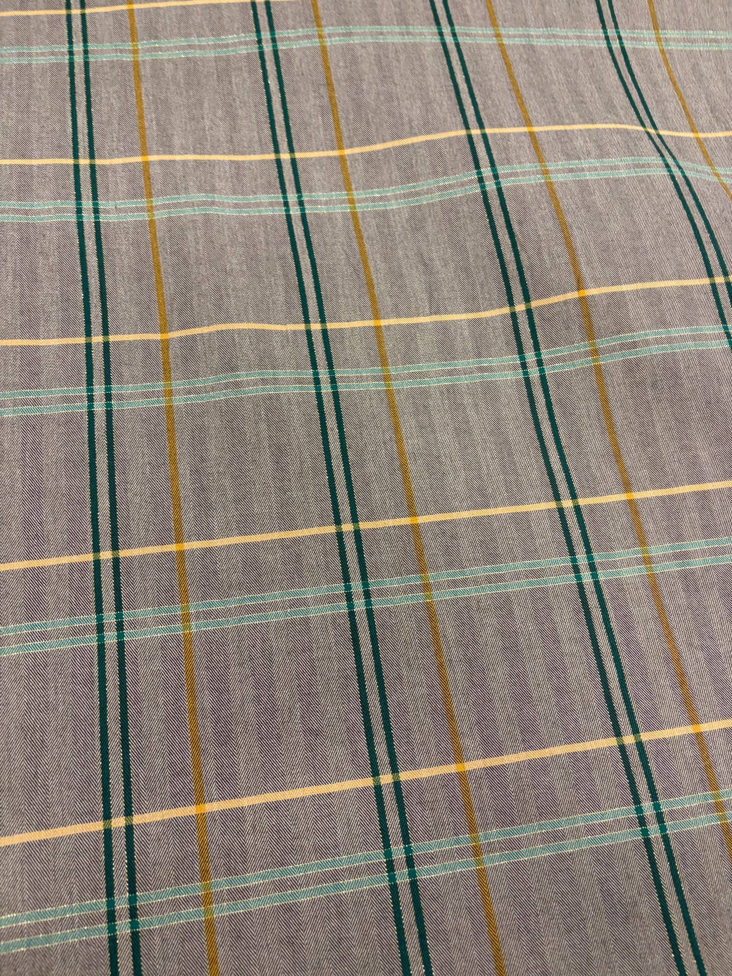 KELLY 015 green checkered herringbone stretch fabric