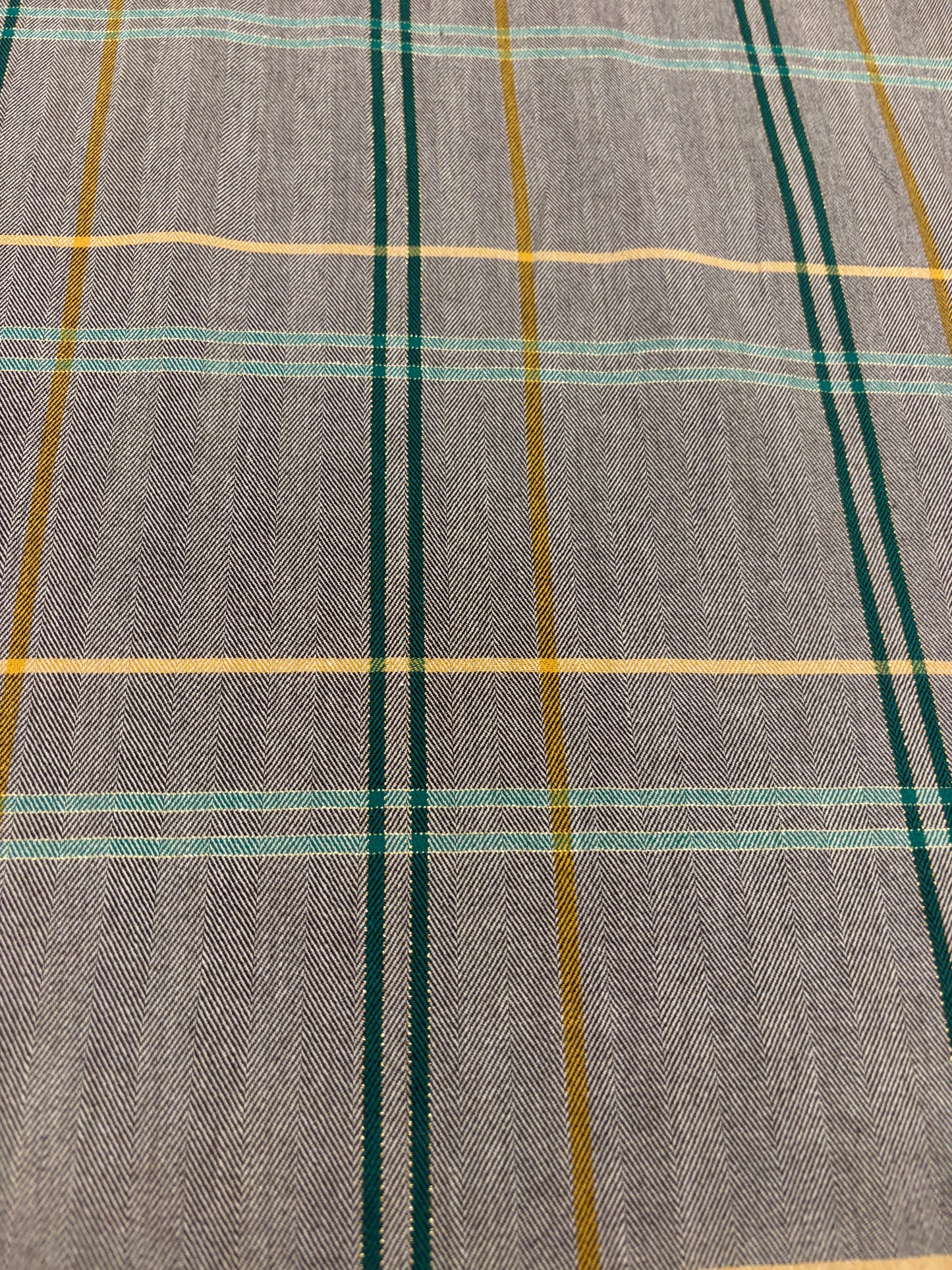 KELLY 015 green checkered herringbone stretch fabric