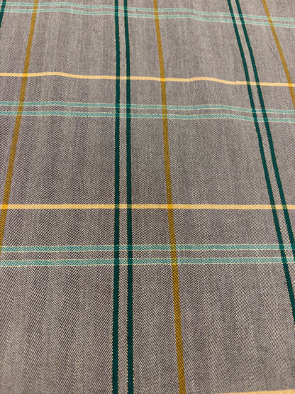 KELLY 015 green checkered herringbone stretch fabric