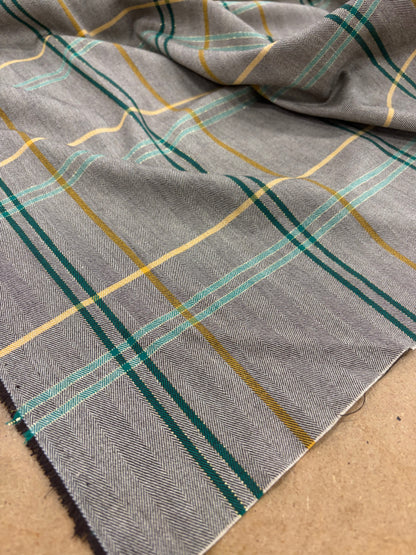 KELLY 015 green checkered herringbone stretch fabric