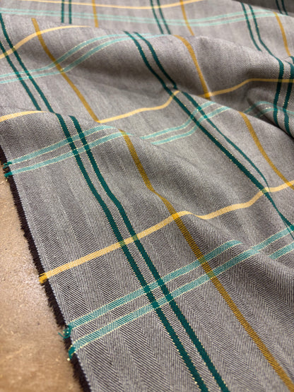 KELLY 015 green checkered herringbone stretch fabric